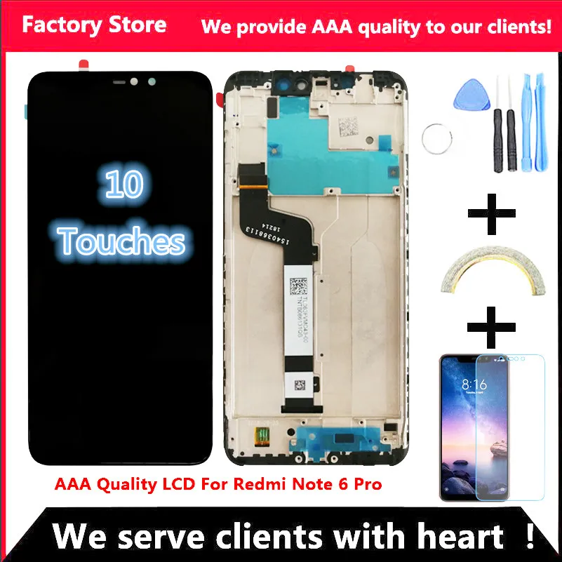 10-Touch Tested AAA Quality LCD+Frame For Xiaomi Redmi Note 6 Pro LCD Display Screen Replacement For Redmi Note 6 Pro LCD