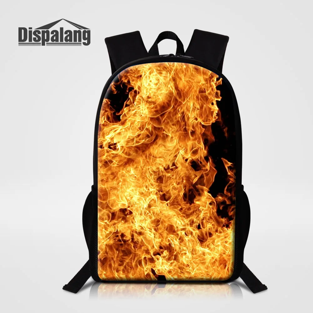 

Dispalang 16 Inch School Bags For Elementary Students Cool Fire Blaze Design Backpack Male Daily Daypacks Children Bagpacks Pack