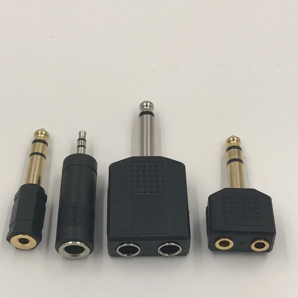 6.35mm Adapter Pack Stereo Connector Audio Joiner 6.35mm to Dual 3.5mm to Dual 6.35mm to 3.5mm Converter 1/8 inch 4 Pcs