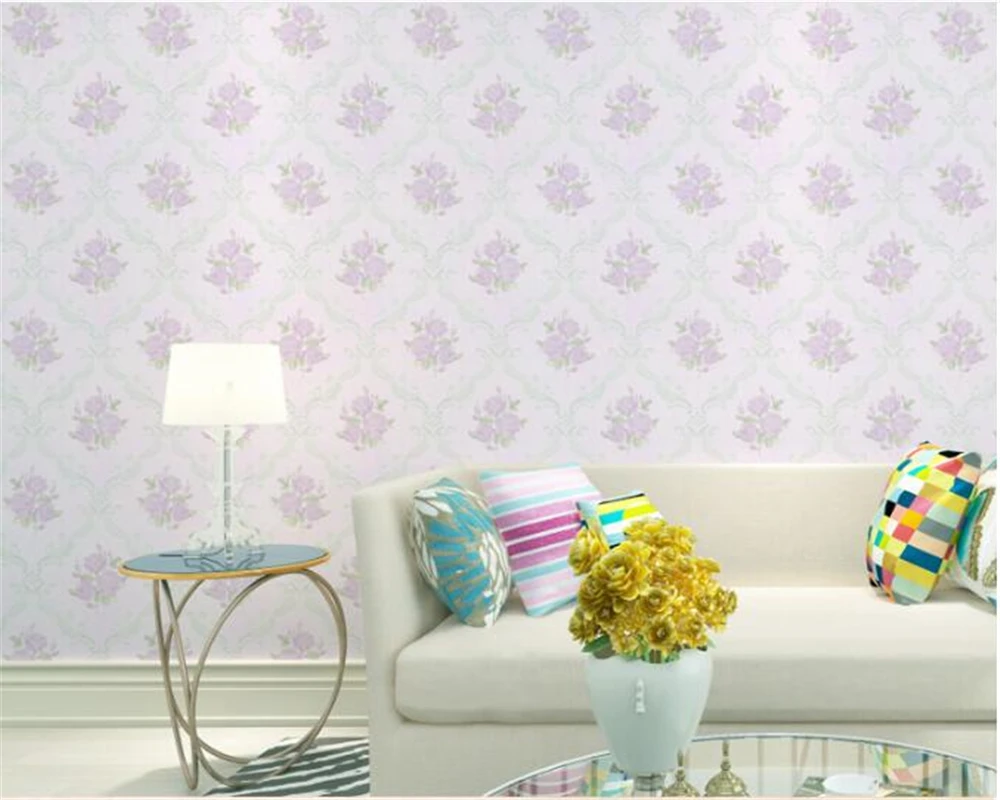 

beibehang High-grade three-dimensional pink room European pastoral nonwoven 3d wallpaper romantic living room bedroom wallpaper