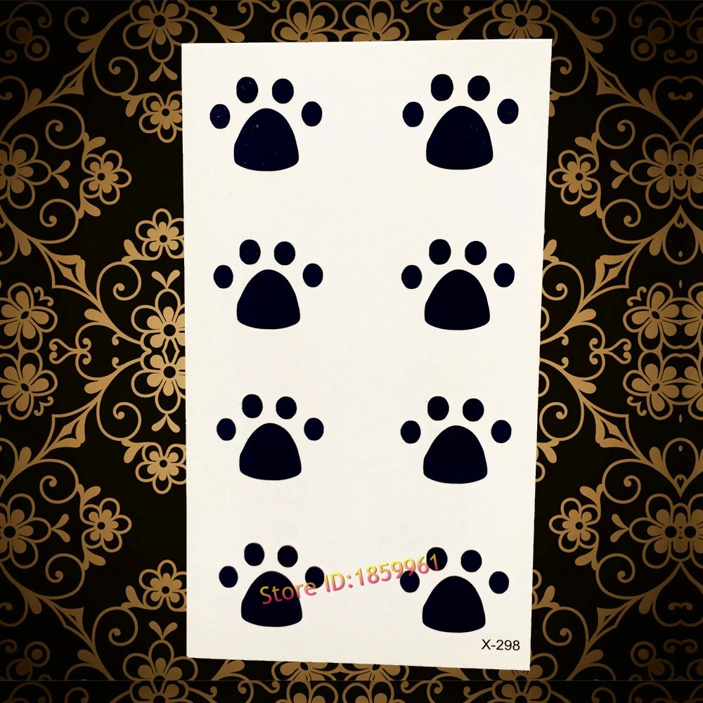 Hot Lovely Cat Dog Footprint For Children Flash Temporary Tattoo Stickers AYF39 Foot Print Design Waterproof Tattoo Women Makeup