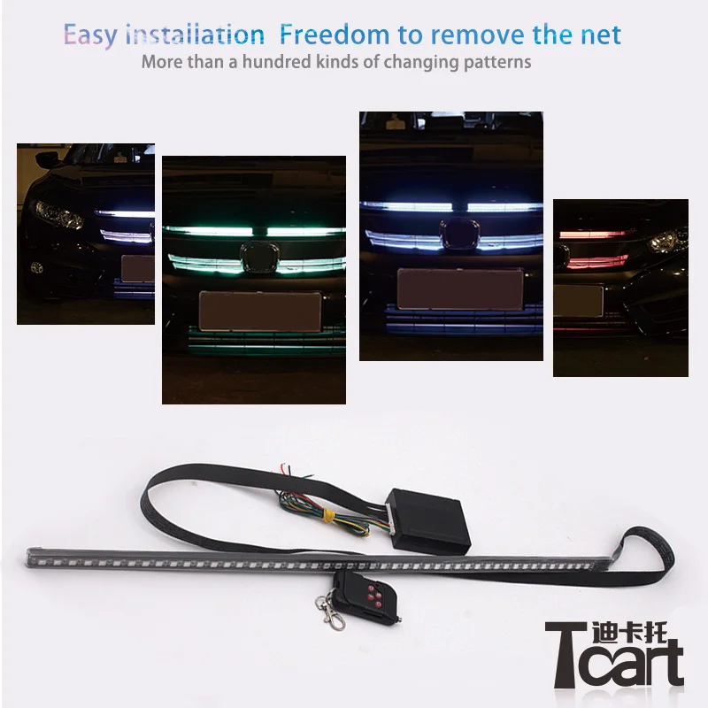 Tcact LED Strip Scan Knight Rider Led Lights With Remote Control RGB Ranger Lights model 54CM For Honda Civic 2016 2017 2018