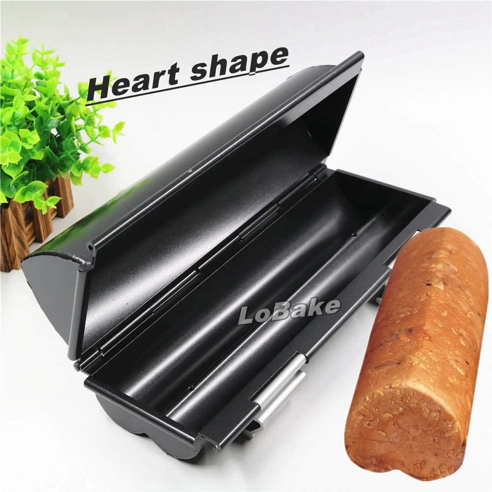 

Top quality nonstick coating heart shape metal bread mold open-and-shut style bakeware toast loaf mould kitchen DIY bakeware set