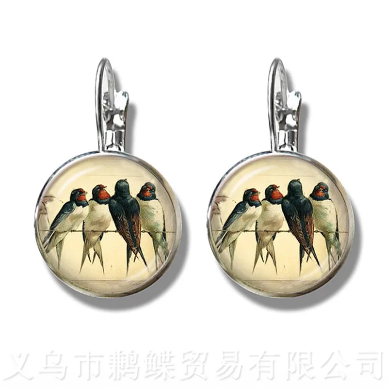 Handmade Accessories Green Hummingbird Earrings Birds Art Picture 16mm Glass Cabochon Dome Bioshock Infinite Bird Jewelry