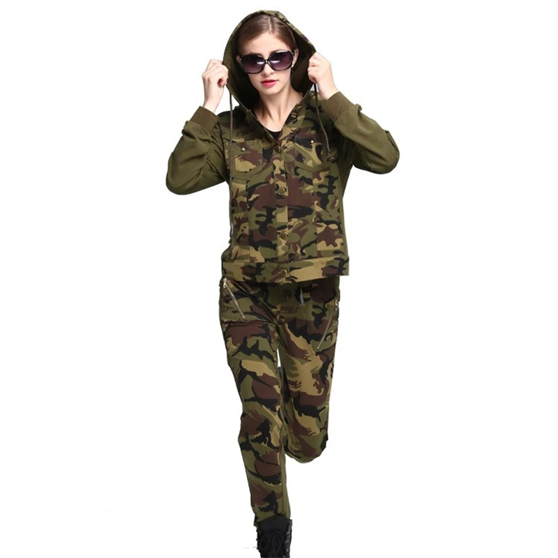 

Outdoor Women's Camouflage Three-piece Tactical Suit Military Coats Pants Vests Suits Training Sports Spring Autumn Cotton Suits
