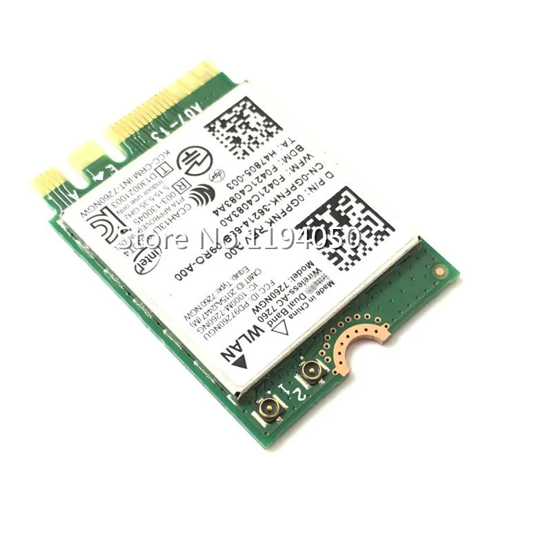 7260NGW Dual Band Wireless-AC 7260 7260NGW AC-7260 802.11ac, Dual Band, 2x2 Wi-Fi + Bluetooth 4.0 intel 7260 AC