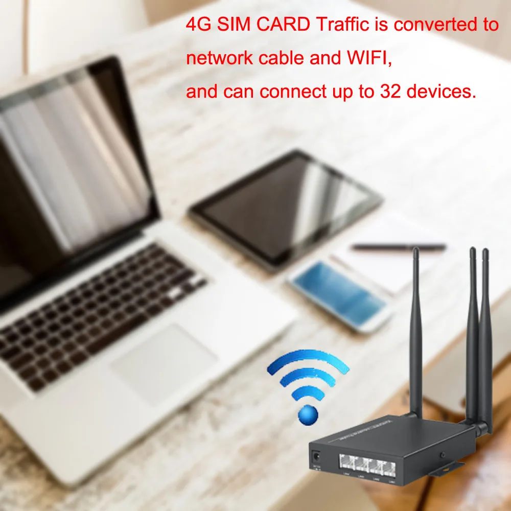 Unlocked 3G 4G SIM Card Router with 3 5dbi Antennas Industry 4G Module Wireless WIFI Router for Wi-fi IP Camera and AHD Camera