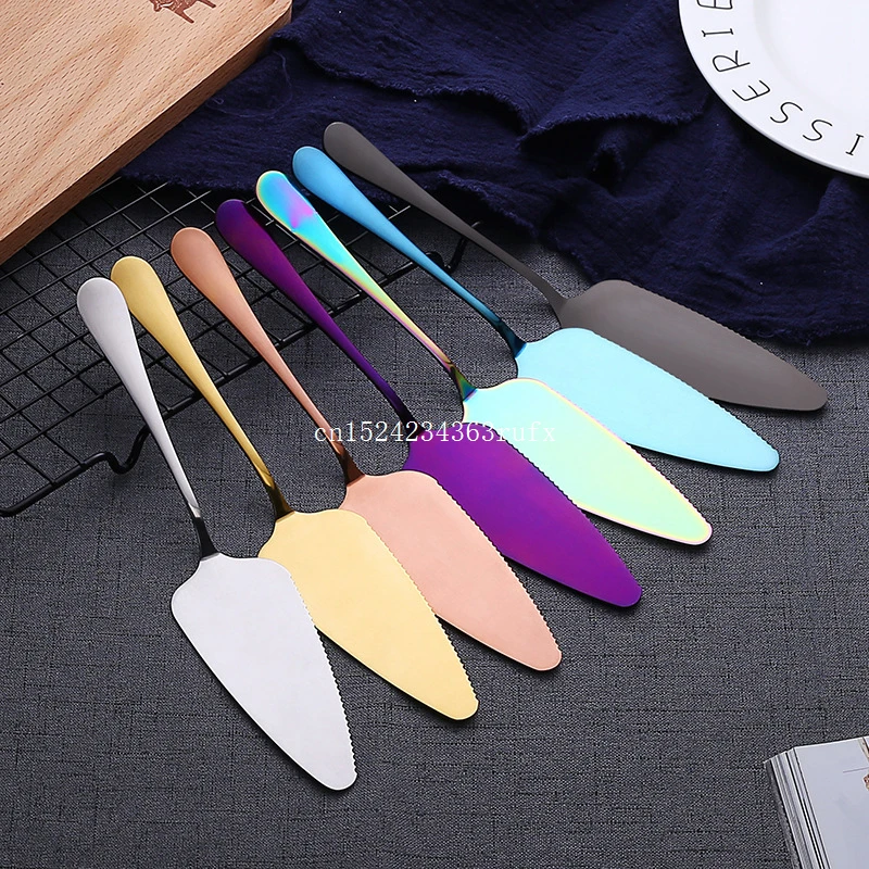 

200 pcs Cake Shovel Stainless Steel Birthday Cake Knife Pizza Cutter Rose Gold Bright Black Baking Tools
