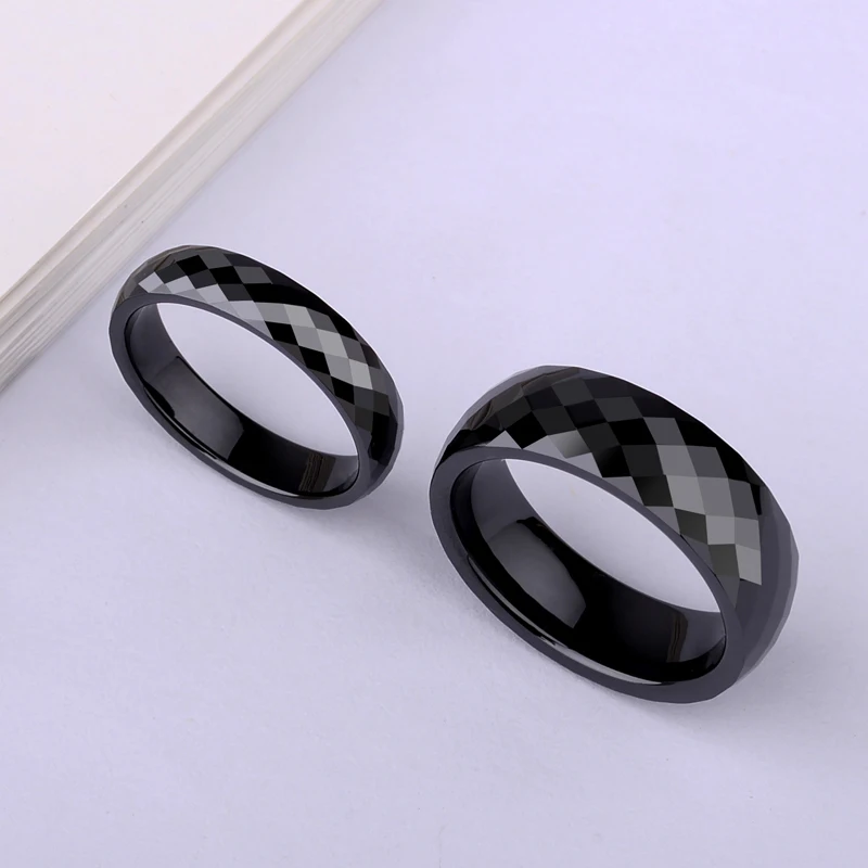 Fashion 7mm Width Men's Jewelry Rings Black Hi-Tech Ceramic Rings  for Man Multifaceted Scratch Proof Comfort Fit Free Shipping