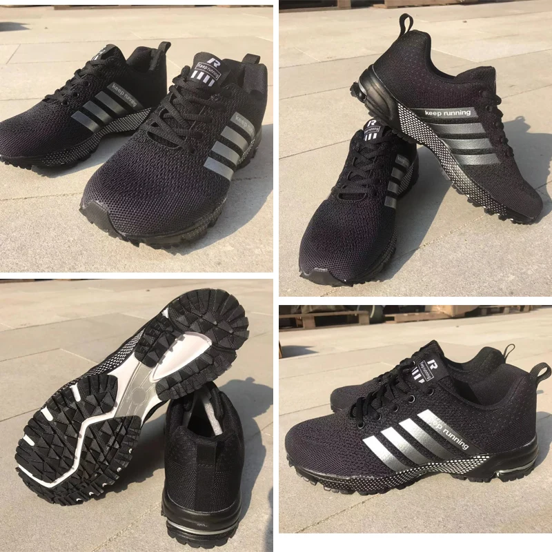 GOMNEAR-chaussures d'extérieur pour Jogging, chaussures de course noires pour hommes, baskets d'athlétisme, grande taille