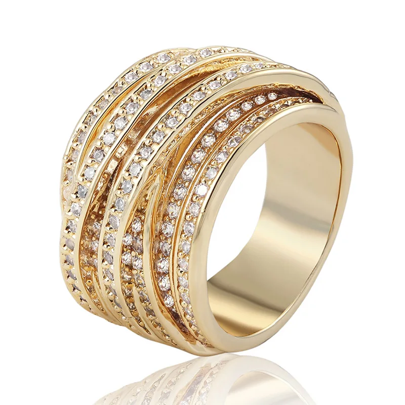 Zlxgirl Gold Ring Women Fine Wedding Accessories Noble Zircon Rings Bridal Anel Gold Anillos Wedding Rings Colares Women Joias