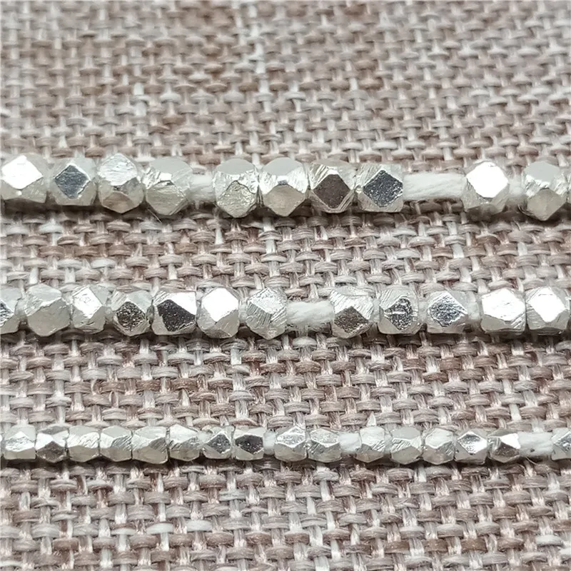 Karen Hill Tribe Srebrny fasetowany sześciokątny koralik 1,5 mm 2 mm 2,5 mm 3 mm 3,5 mm 4 mm Zawartość wyższa srebra