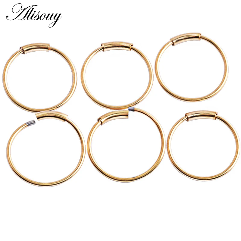 Alisouy New Arrival Stainless Steel 1pc 22G Nose Ring Rings Fake Septum Clicker Body Jewelry Piercing Suspension Clip On Jewelry