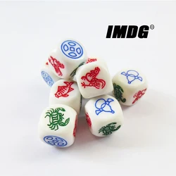 6pcs/pack 14mm Resin Carving Fish Shrimp Crab Dice White #14 Round Corner High Quality Boutique Dice
