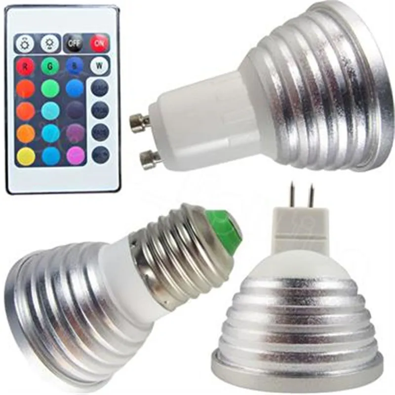 

Remote Control RGB LED Spot Light 3W E27 RGB LED Bulb Lamp AC85-265V or DC12V LED Ampoule 600pcs/lot DHL Free Shipping