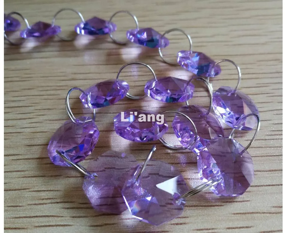 

Free Shipping Purple Color 10Meters 14mm Octagon Chain Wedding Party K9 Crystal Strand Garland Beads Decoration Chandelier Lamp