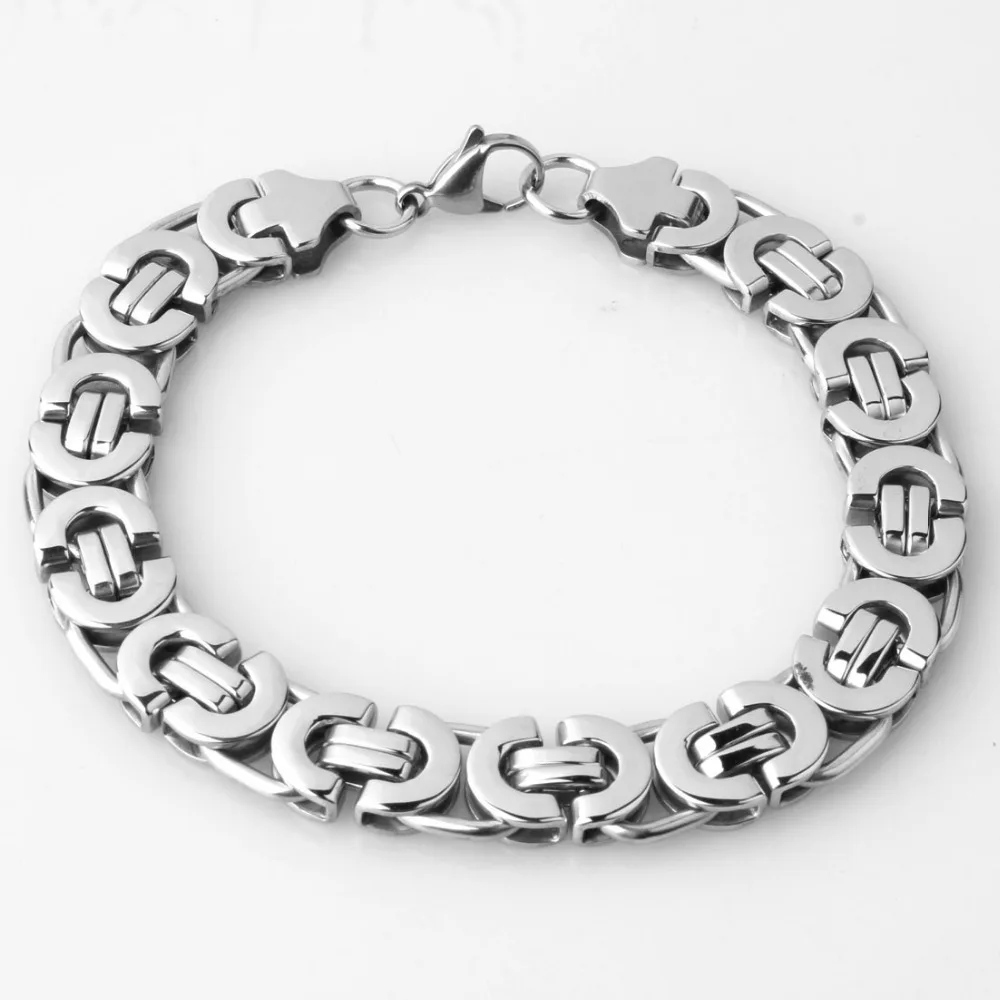 6/8/11MMWide Popular Jewelry Stainless Steel Silver Color Handmade Byzantine Flat Chain Men Women Necklace Or Bracelet 7-40\