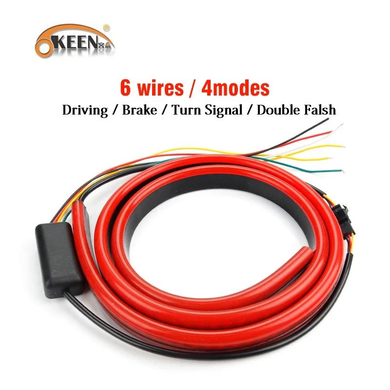 OKEEN 12V Universal Car Third Brake Light Red Brake Stop Light Strip Driving Turn Signal Reserve Light For Ford Drop Shipping