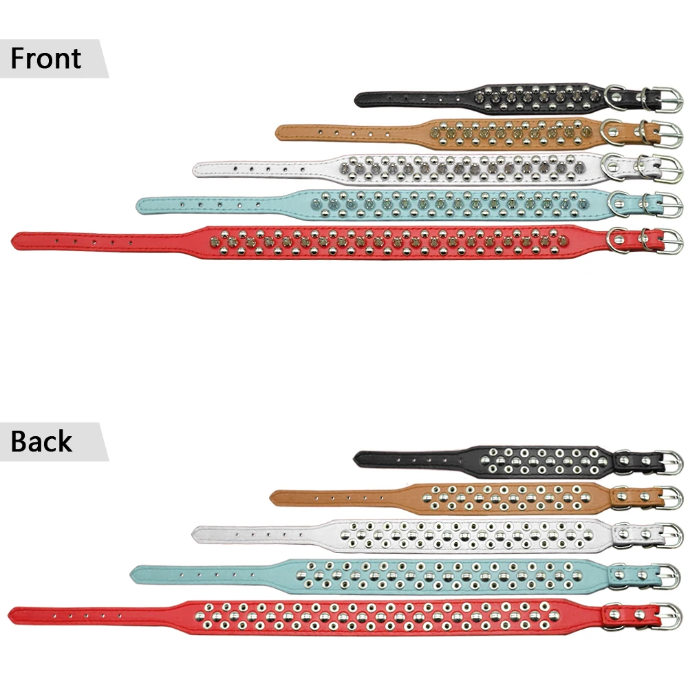 Cool Spiked Rivet Studded PU Leather Dog Pet Collars For Small Medium Dogs and Cats Puppies 5 Colors XXS XS S M L