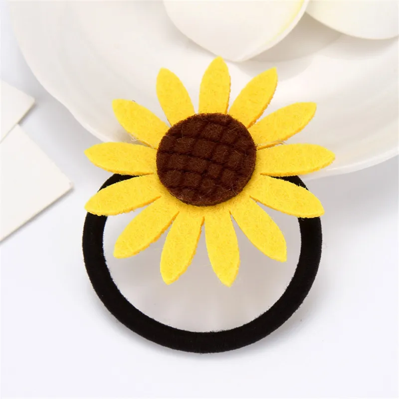 1PCS Lovely Sunflower Elastic Hair Bands Toys For Girls Handmade Bow Headband Scrunchy Kids Hair Accessories For Women 2018