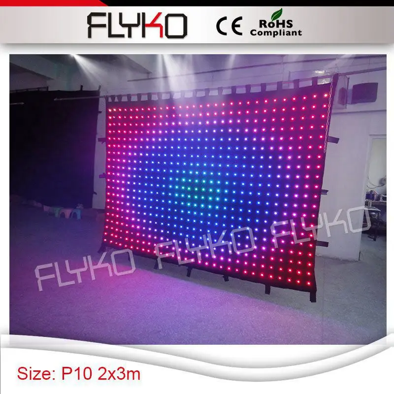 

wedding disco party full color video backdrop curtain P10cm 2x3m high quality stage light video curtain led