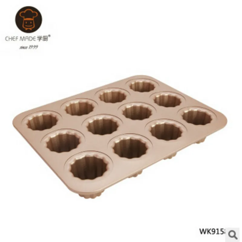 

2022 Fashion Easy To Clean 12 Cup Non-Stick Cannele Mould Golds Cake Moulds Kitchen Tools Cake Pans