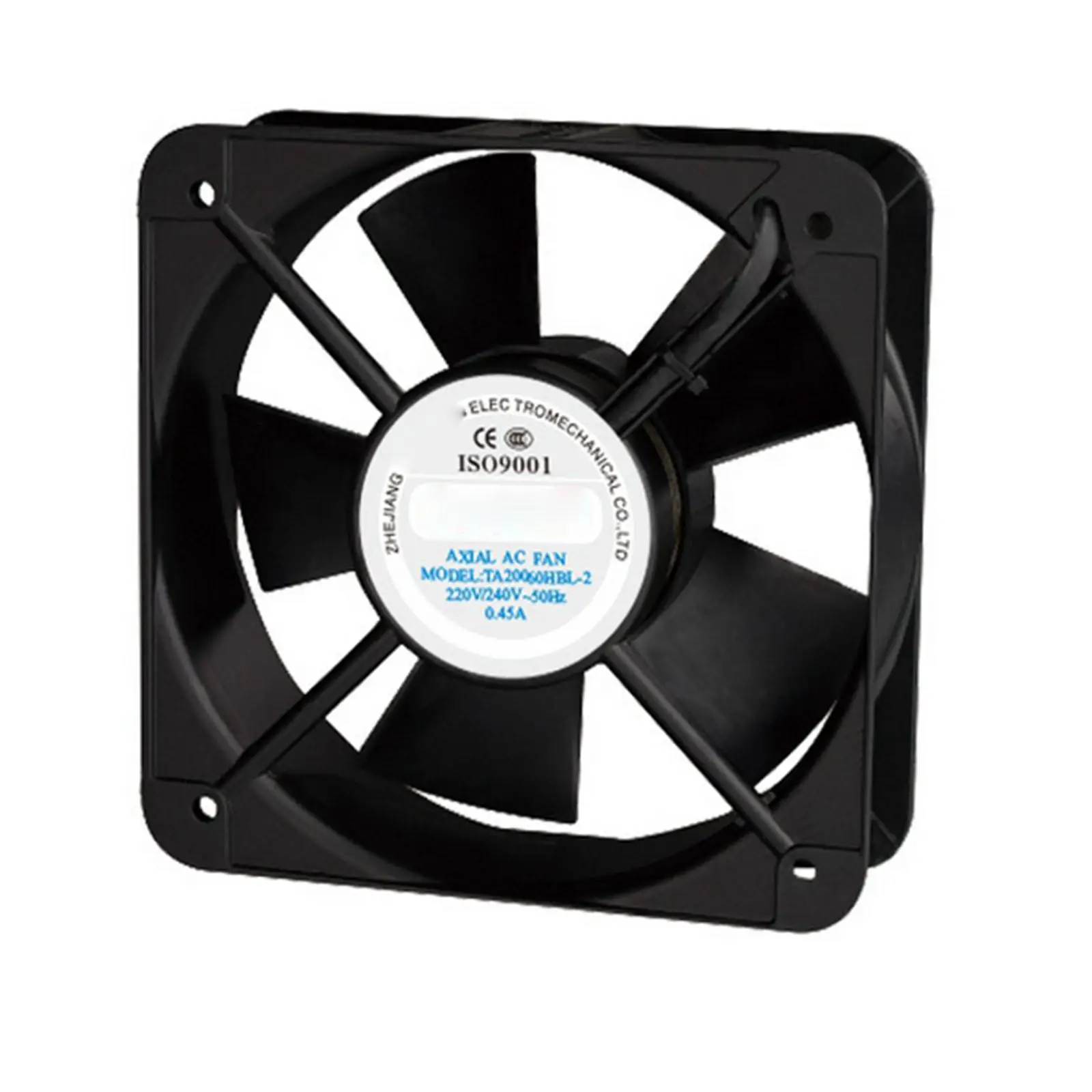 220V Ac 200X200X60 Mm Axiale Radiator Fan 285CFM 2500 Rpm Kogellager Hoge Snelheid