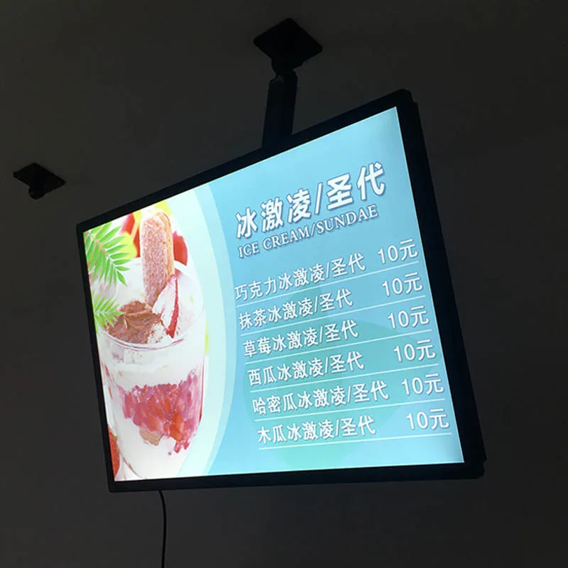 

Advertising Led Light Box Backlit Poster Display with Metal Support for Restaurant Take Away,Cafe Shops