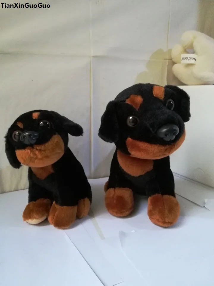 

black Rottweiler dog 18cm and 22cm plush toy squatting dog soft dolls one lot/ 2 pieces, birthday gift s2016