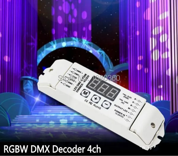 

DMX512 Decoder RGBW RGBWW LED strip RGB+White/Warm white Decoder , DC12V-24V, 4 channel DMX Decoder, Controller Dimmer