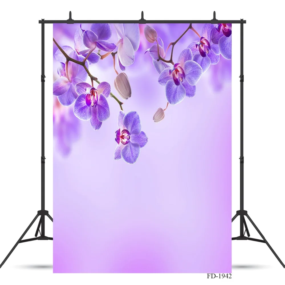 Photo Studio Photographic Background Light Purple Floral Fabric Vinyl Photo Backdrops for sale Photography Baby Child Photocall