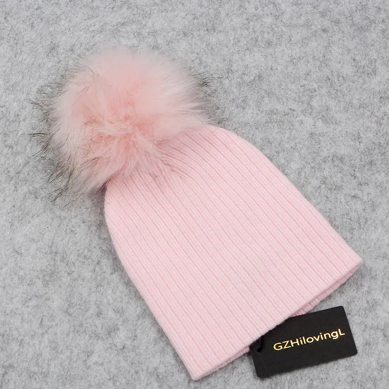 Thick Warm Baby Hat Knit Ribbed Cotton Solid Baby Pompom Hats For Boys Girls Spring Autumn Winter Children\'s Hats Child Beanie