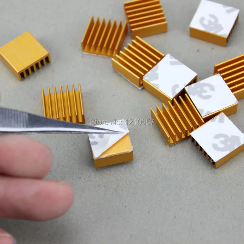 100pcs lot Golden Wholesale Aluminum Heatsink Cooling Heat sinks IC VGA DDR X360 14 x 14 x 6mm