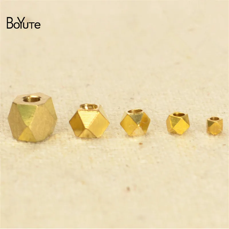 BoYuTe (100 Pieces/Lot) 2-2.5-3-4-5MM Metal Brass Solid Beads Spacer Beads Diy Jewelry Making Loose Beads