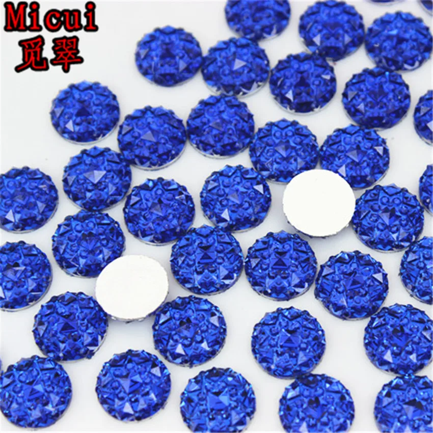 Micui 100pcs 10mm Round Resin Rhinestone Crystal Stone Rhinestone Applique Flatback For DIY Wedding Crafts Decoration MC695