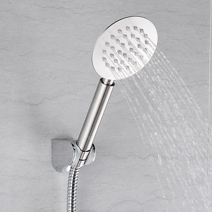 Bathroom Hand Held Shower Set 304 Stainless Steel Hand Shower Head +1.5M Stainless Steel Shower Hose +Holder