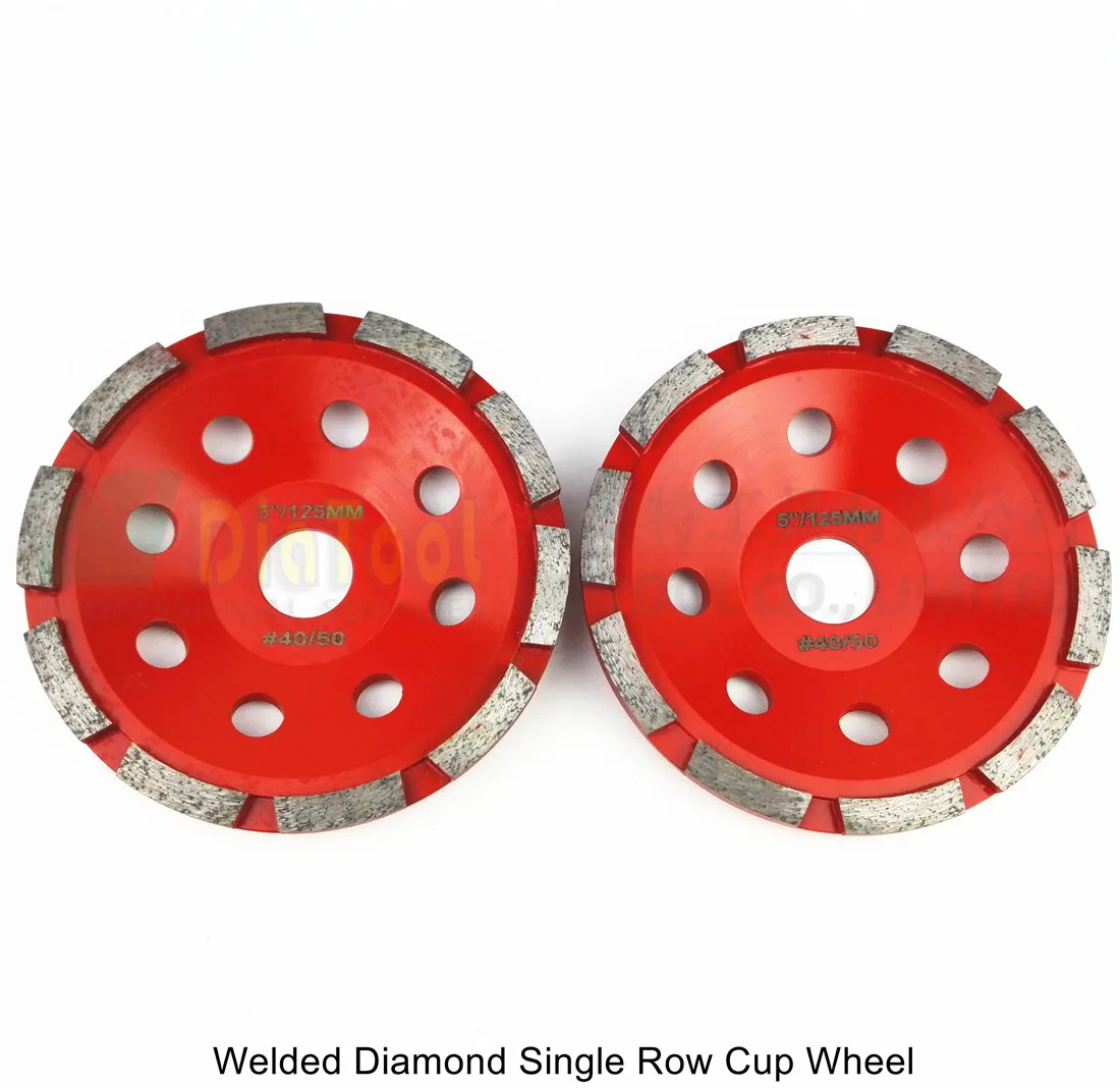 

DIATOOL 2pcs 5inch Diamond Single Row Grinding Cup Wheel, For Concrete Masonry, Diamond Cup Wheel Bore 22.23mm Grinding Disc