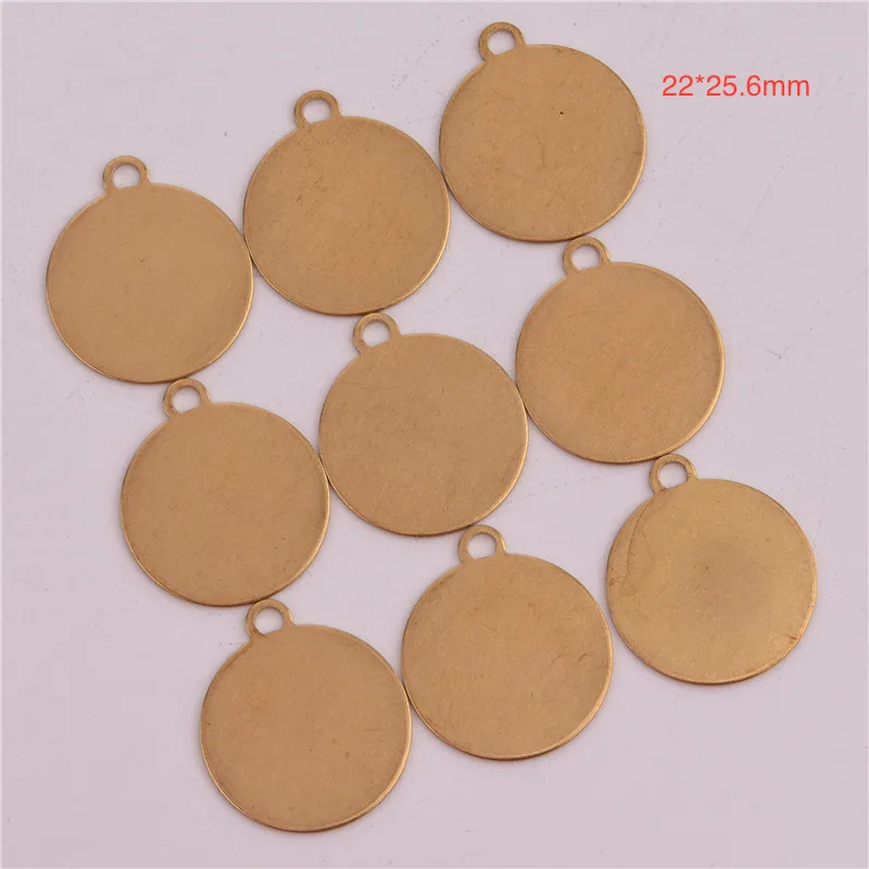 50 adet 22mm bakır malzeme pürüzsüz yuvarlak şekil Charm boş dairesel disk kolye küpe kolye DIY el yapımı takı yapma