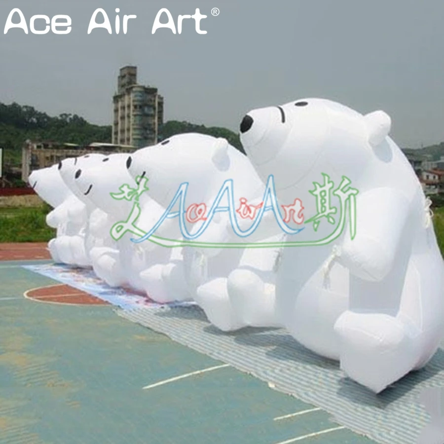 Custom Charmingly Naive White Inflatable Sitting Polar Bear Animal Replica for Advertising Promotion