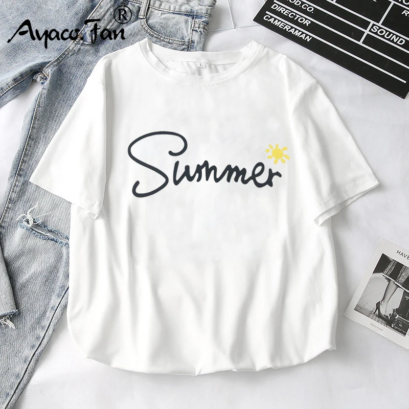 Women T-Shirts 2021 Summer New Cute Animal Girls Printed Tops Tee Female T-shirt Short Sleeve White tshirt for Lady Casual Top image 5