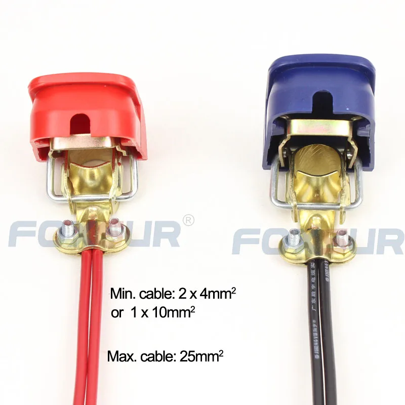 FOXSUR Quick Release Battery Terminal Clamp Connector 12V Car Battery Quick Disconnect Terminal with Thick Plastic case 1 pair