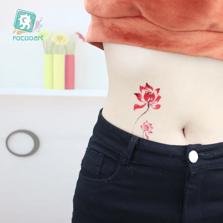 25 diseños diferentes de tatuajes de flores a la moda, tatuaje rojo, rosa, negro, a prueba de agua, tatuaje temporal falso, para el cuerpo pegatina, tatuaje para las manos