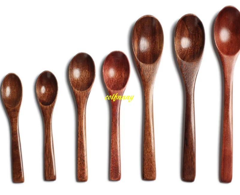 200pcs/lot 10cm 11cm 15cm 16cm Longth Wooden Spoons Honey Sugar Spice Ice Cream Wood Spoon Children Kids Tableware