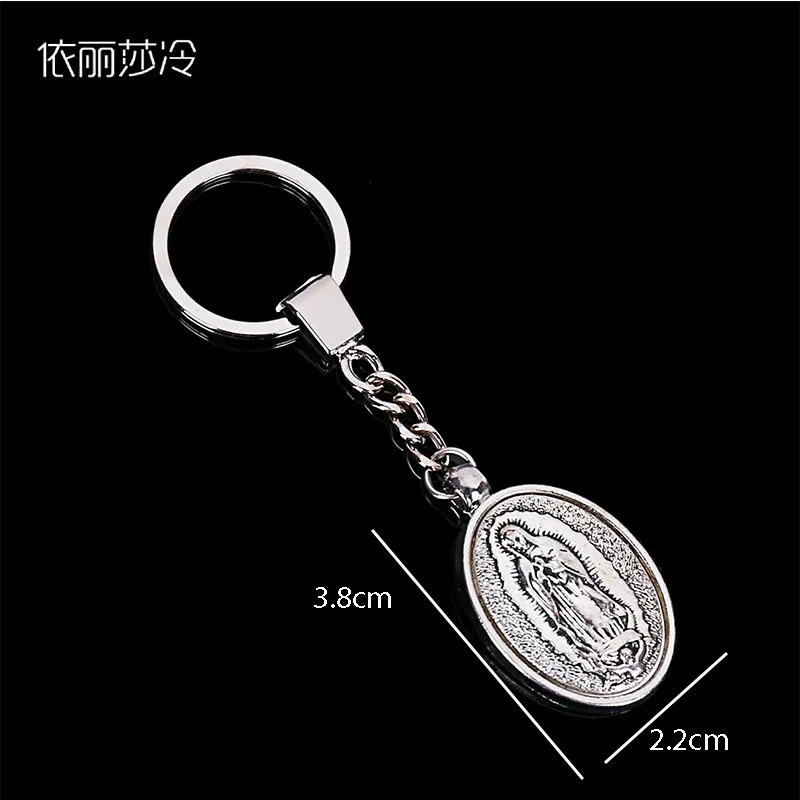 Religious Rose Madonna of Our Lady Guadalupe Pendant Key Chain Ladies Jewelry Key Car Keychain Ring Chain