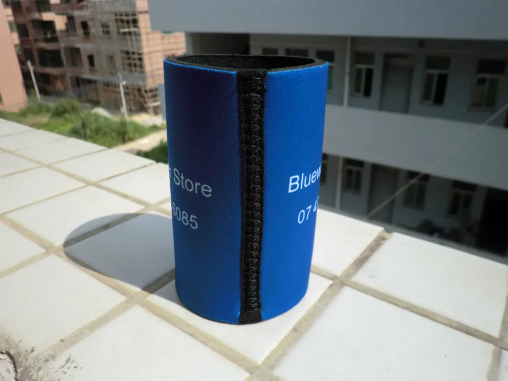 200pcs Custom Print Logo Side woven tape Neoprene Stubby Holder Beer Bottle Holders Bag For Wine Food Cans Wedding School Party