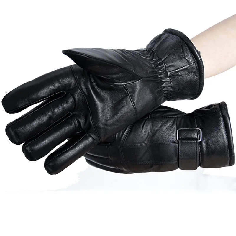 New Men\'s Genuine Leather Winter Fur Gloves Super Warm Men Motorcycle Gloves Waterproof Windproof Male Thick Sheep Fur Glove