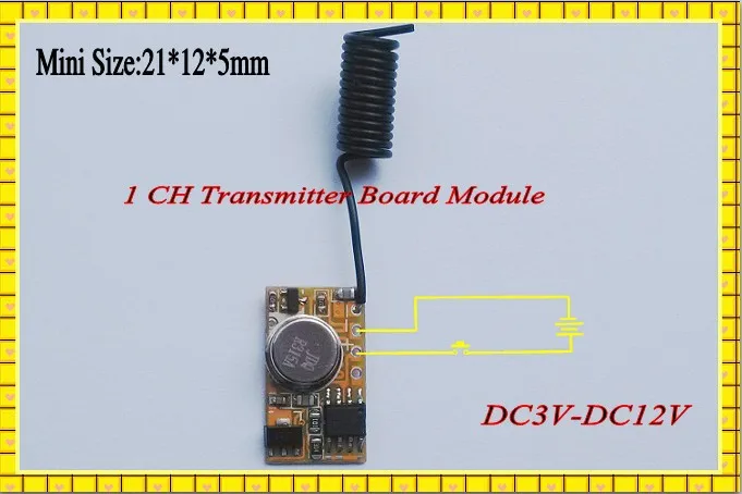 Encoding Transmitter Module PCB + 12V DC Receiver RF 3V 3.7V 4.5V 5V 6V 9V 12V Transmitter Receiver Remote Control Switch315/433