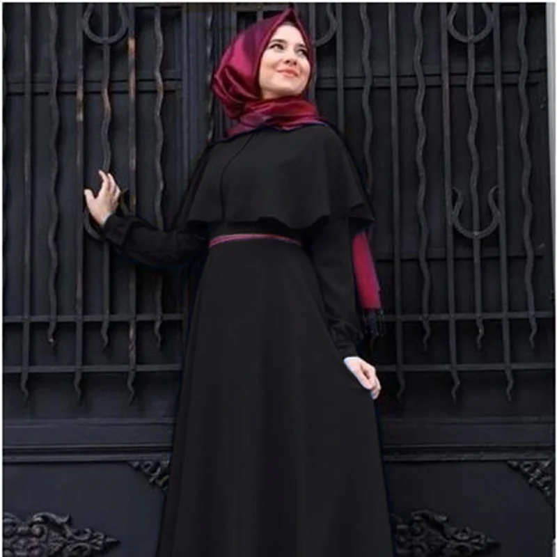 Vestido musulmán Abaya para mujer, moda islámica árabe, Hijab largo, ropa Simple negra, Abaya tradicional musulmana, 7 colores