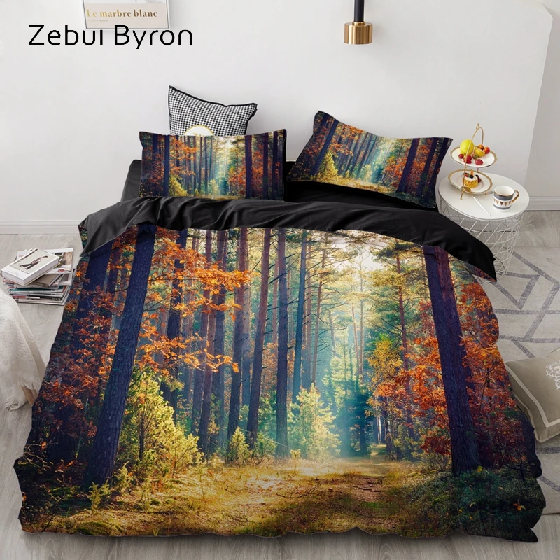 3D HD Print Bedding Set Custom/King/Europe/USA Queen,3PCS Duvet Cover Set,Quilt/Blanket Cover Set Bedclothes Autumn Drop Ship