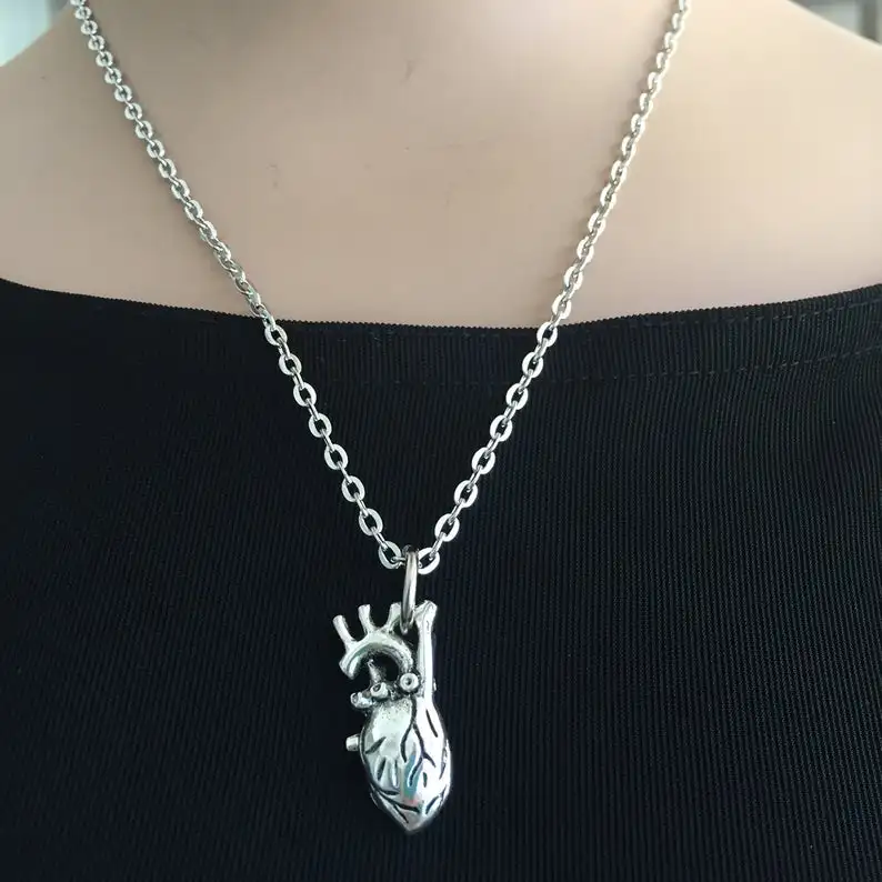 new 2019 Heart Necklace Anatomical Heart Necklace I Heart You Necklace fashion Jewelry Doctor Realistic Heart Valentine Gift
